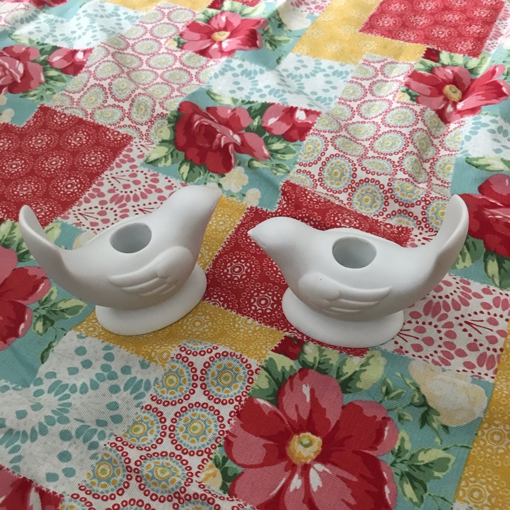 Avon Porcelain Dove Candlestick Holders